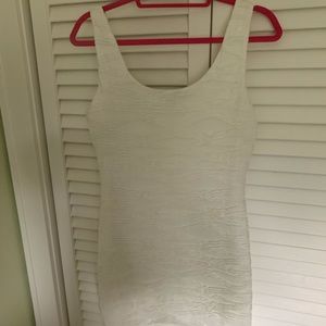 White Bloomingdale’s Aqua Dress